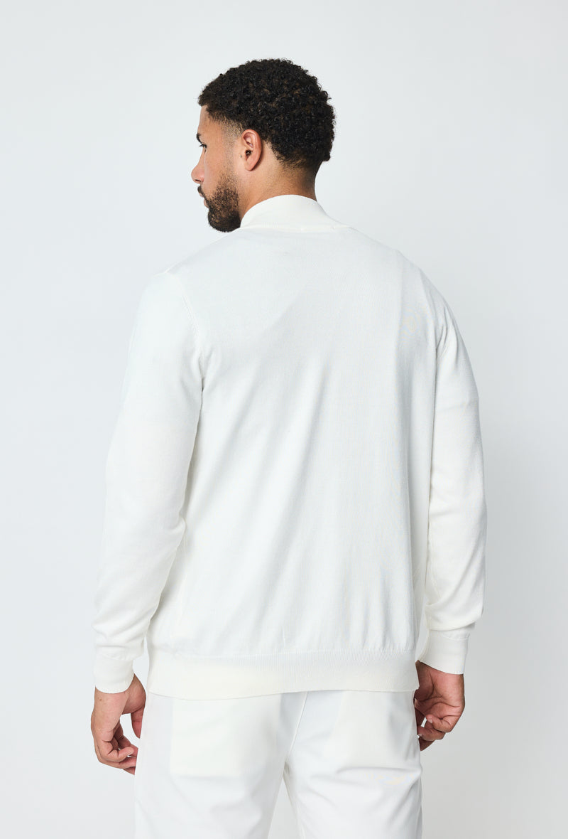 Faro Full Zip Sweater - White
